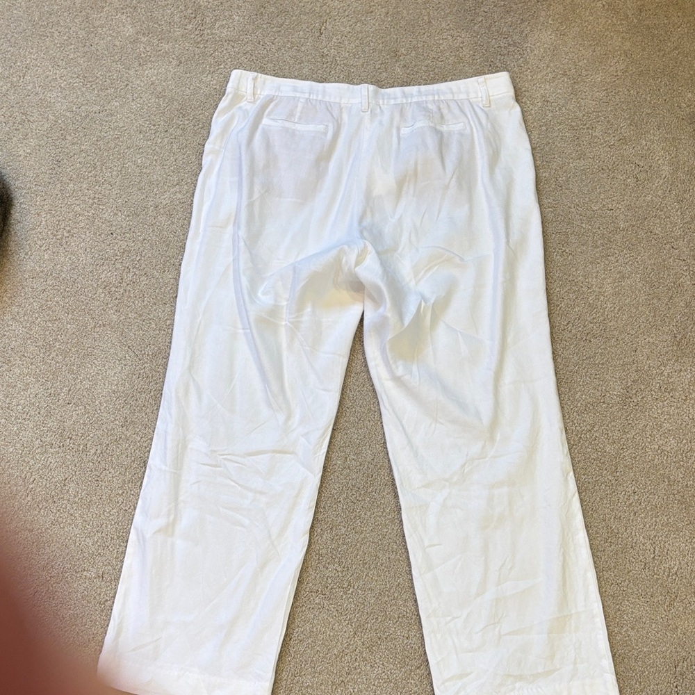 J. Jill Women's Bright White Linen Stretch Pants - Picture 4 of 6